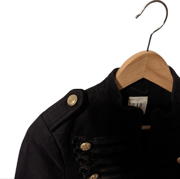 Gap Bloggers Fave Black Gold Military Cropped Band Tuxedo Blazer Jacket - Picture 4 of 11
